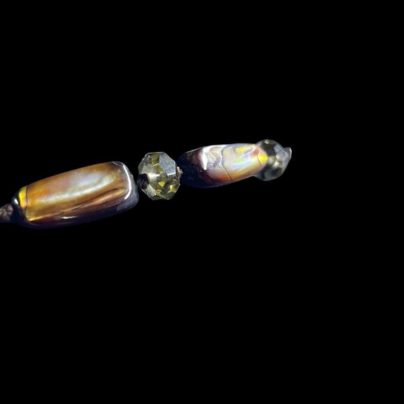 Earth Tone Shell Beaded Necklace Long Boho Natural Organic Fall Festival Jewelry - Picture 5 of 6